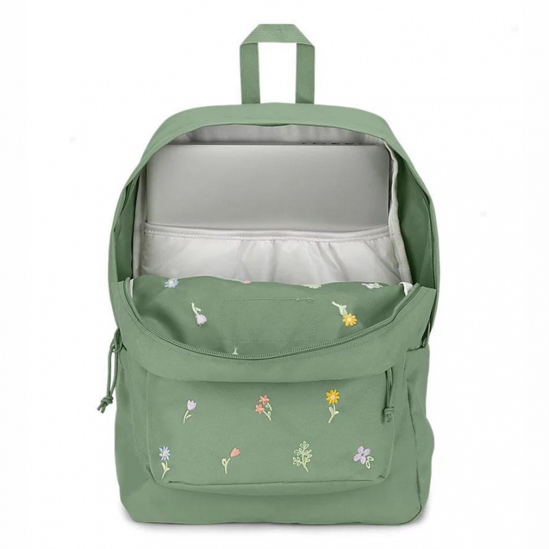 JanSport EMBROIDERED BLOSSOM BUNDLE Ruksaci Laptop Ruksak Zelene | HRXMI44182