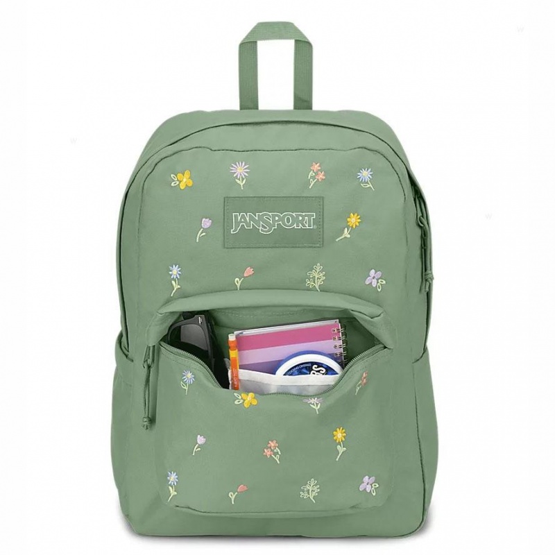 JanSport EMBROIDERED BLOSSOM BUNDLE Ruksaci Laptop Ruksak Zelene | HRXMI44182